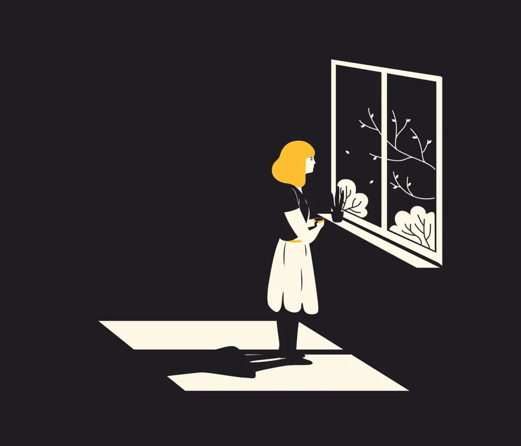 How to Combat Morning Depression Visual, Girl Looking Out Window.